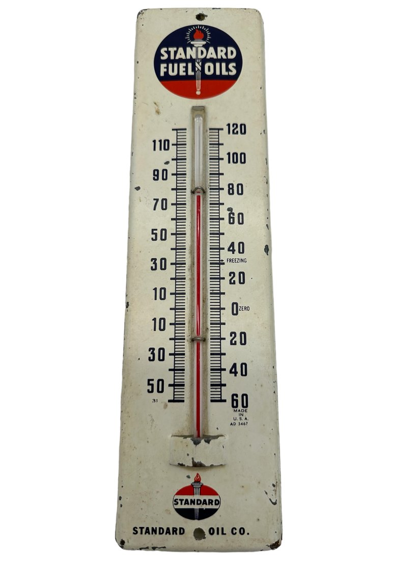 Vintage Standard Oil Company FUEL OILS Metal Thermometer (1 of 4)