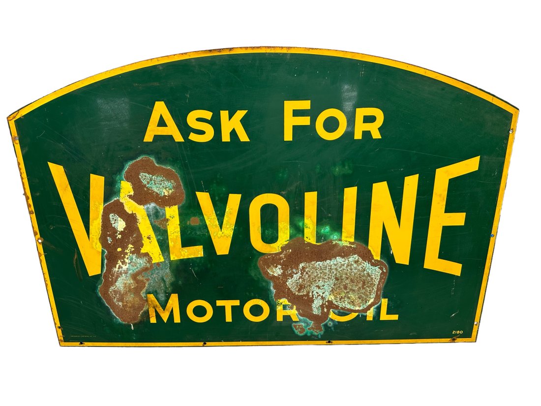 Original 1952 ASK FOR VALVOLINE MOTOR OIL Heavy Metal Sign (1 of 7)