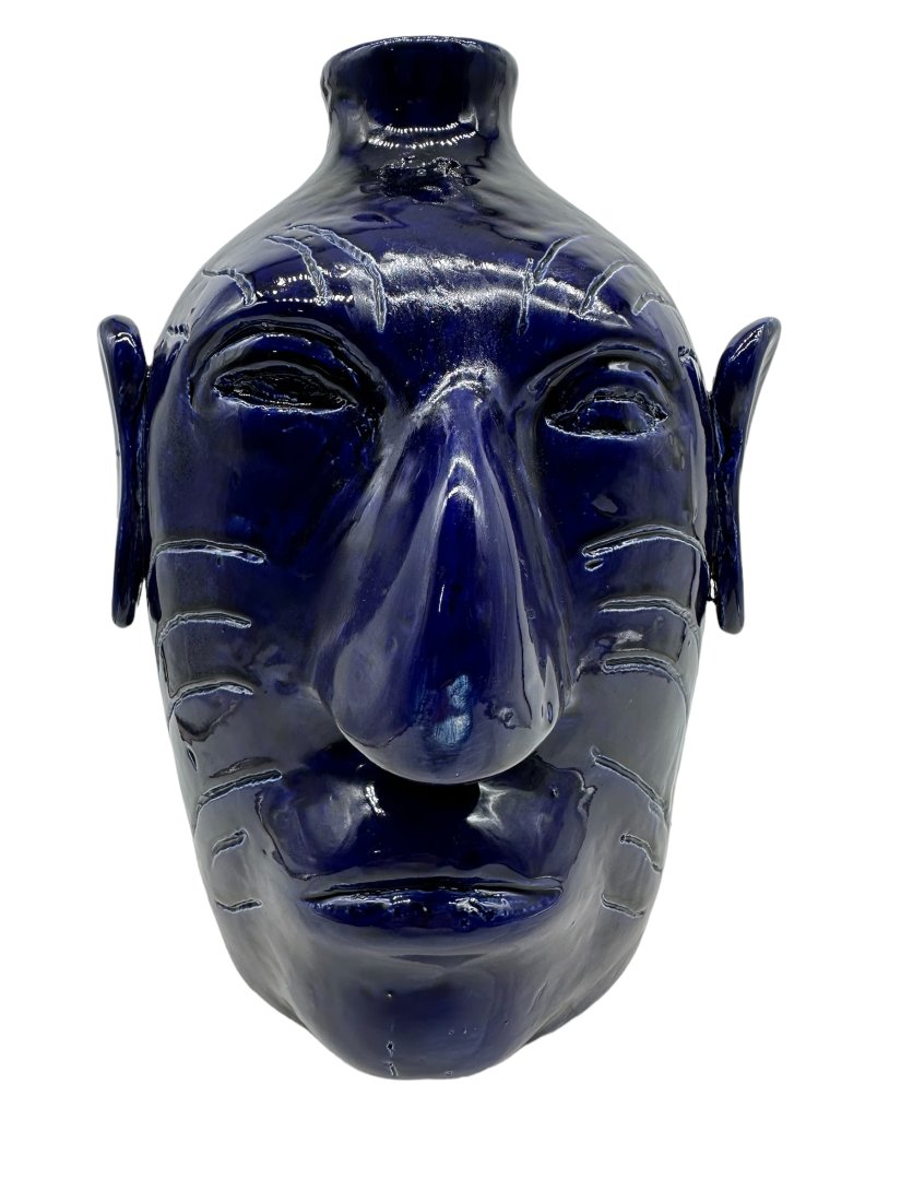 Edwin NUB Meaders Cobalt Blue Big Nose Indian Face Jug (1 of 6)