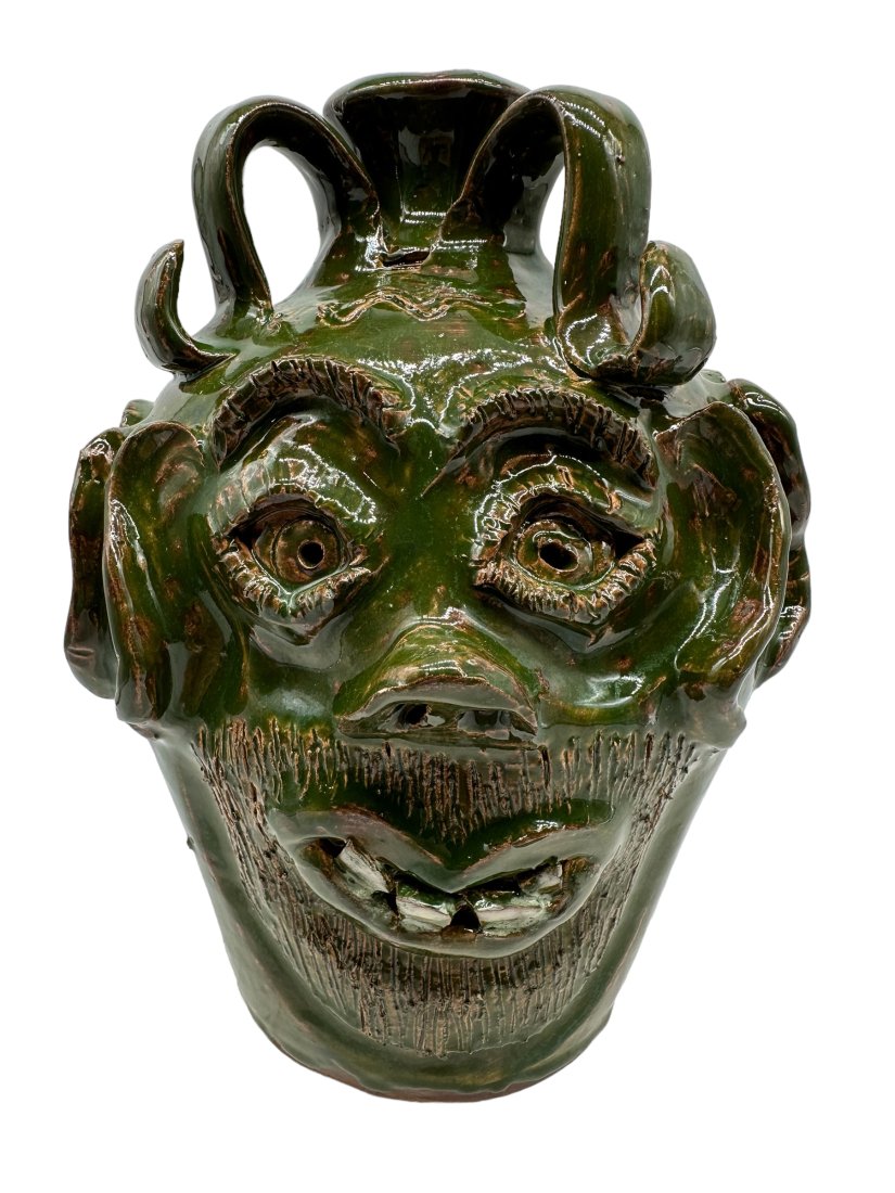 Bobby Ferguson Triple Face Folk Art Pottery Jug (1 of 4)