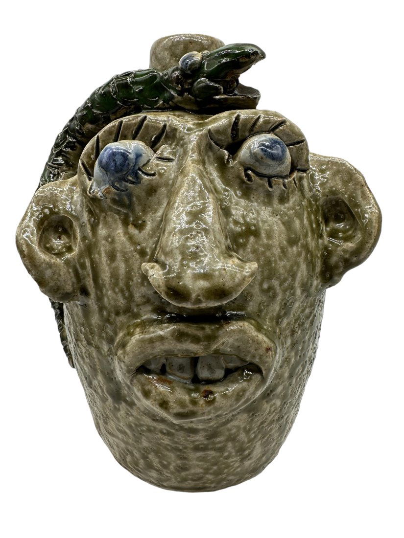 Jerry Brown Snake Decorated Face Jug 1999 (1 of 6)