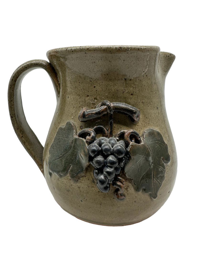 Wilfred Dean Grape Decorated Pottery Pitcher (1 of 3)