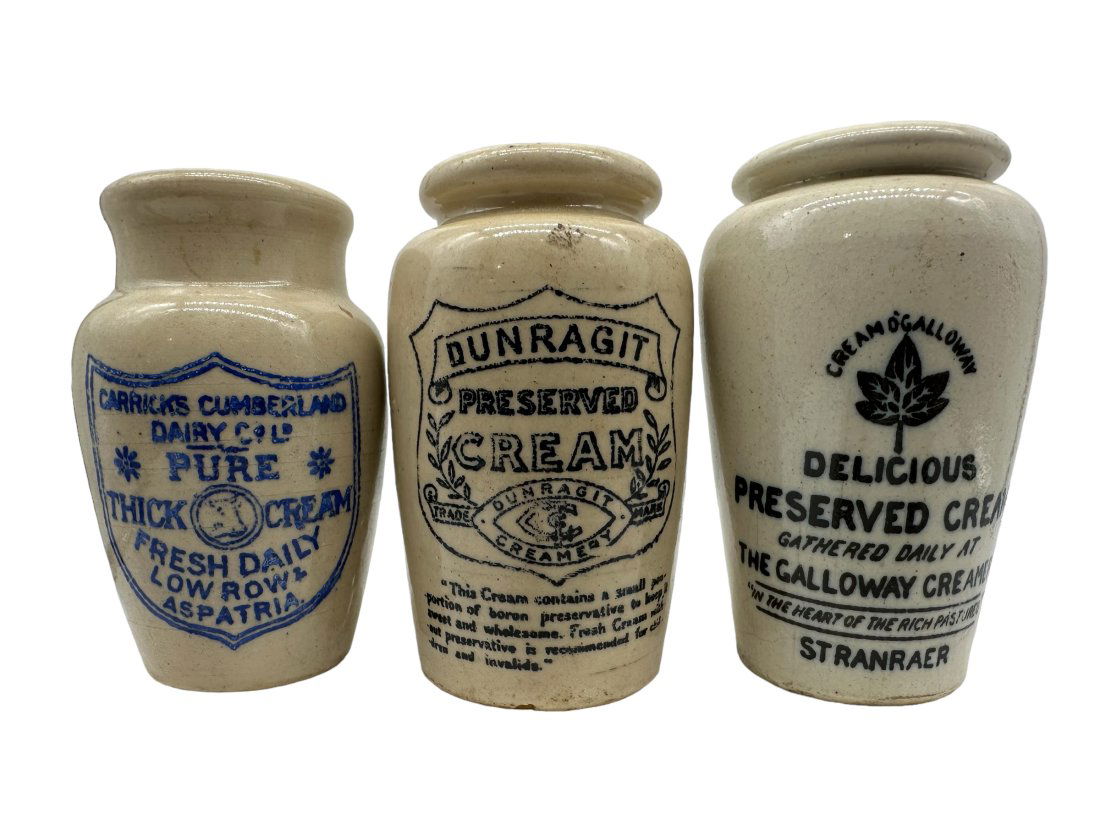 Lot Of 3 Creamer Crocks Dunragit + Galloway + Carricks Cumberland (1 of 3)