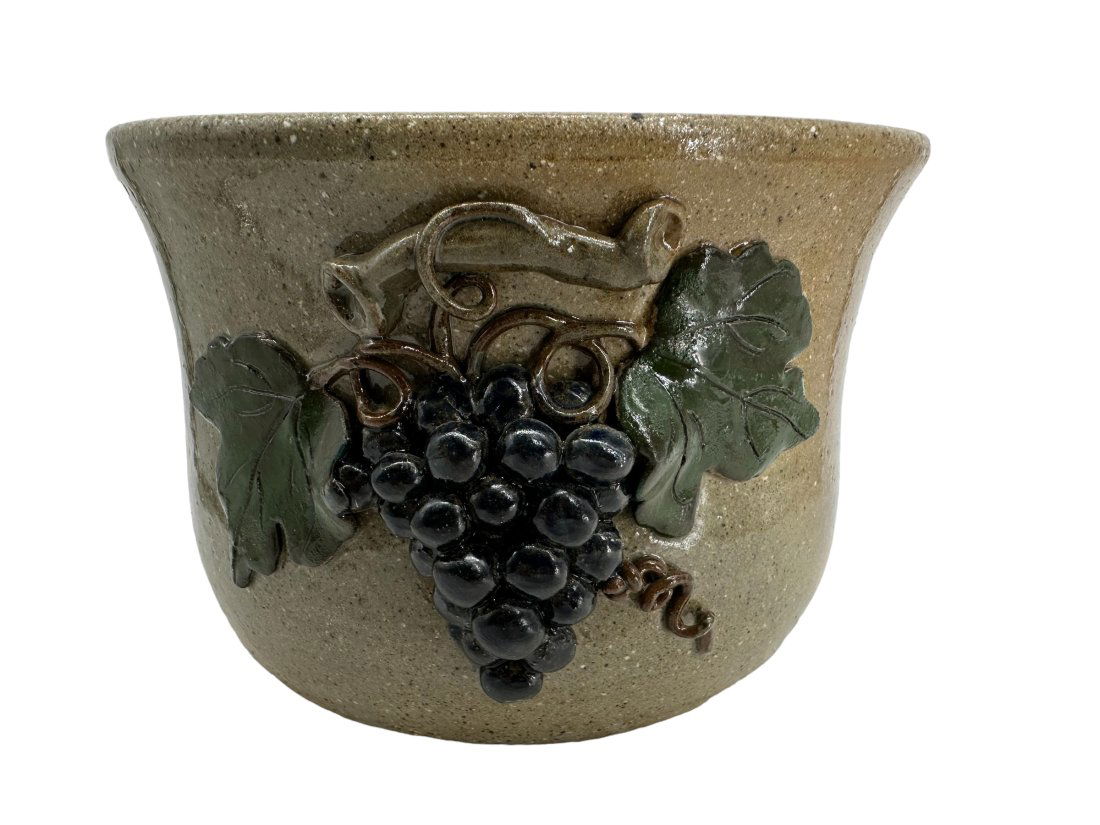 Wilfred Dean Double Sided Grape Decorated Pottery Bowl (1 of 4)
