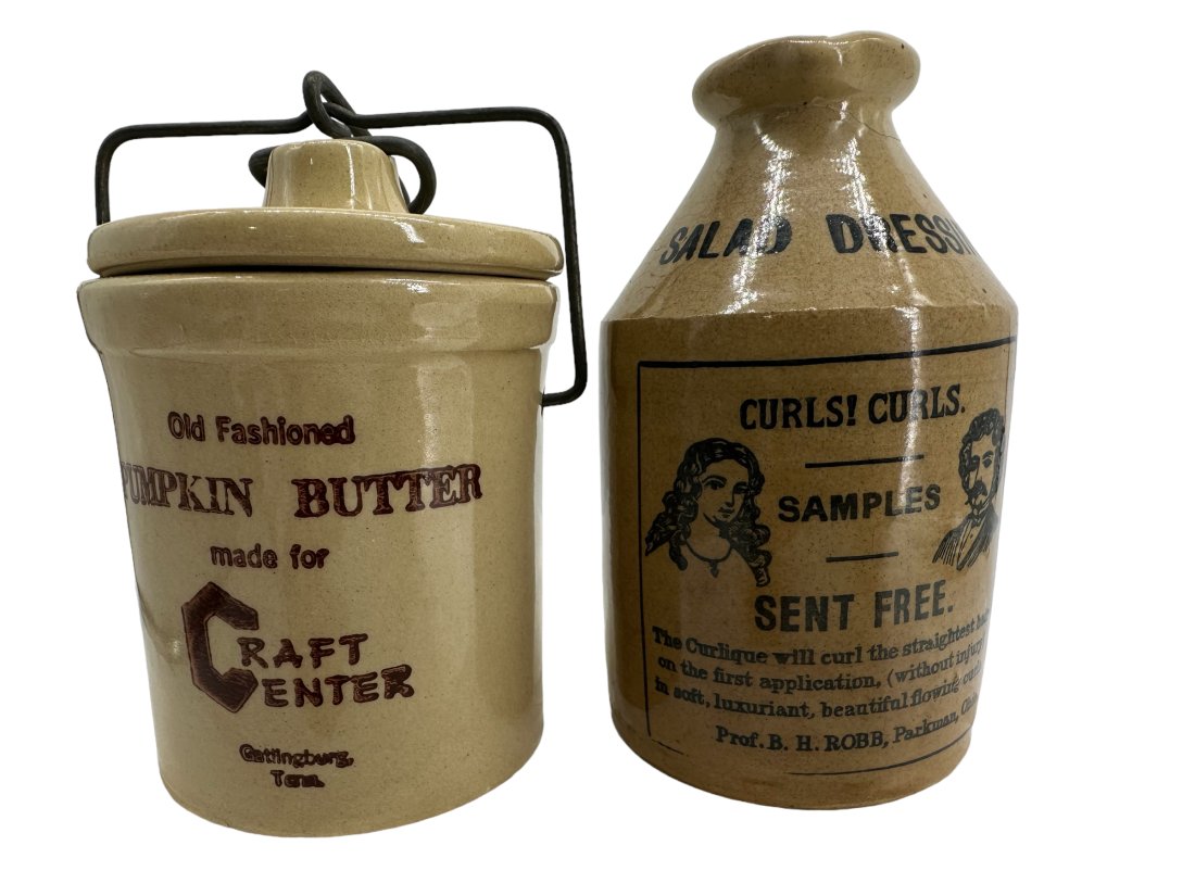 Pair Pumpkin Butter / Salad Dressing Crocks (1 of 2)