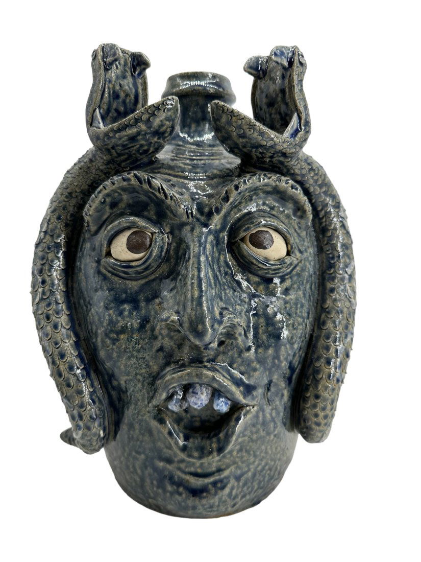 Clint Alderman Rare Glaze Double Snake Face Jug (1 of 7)