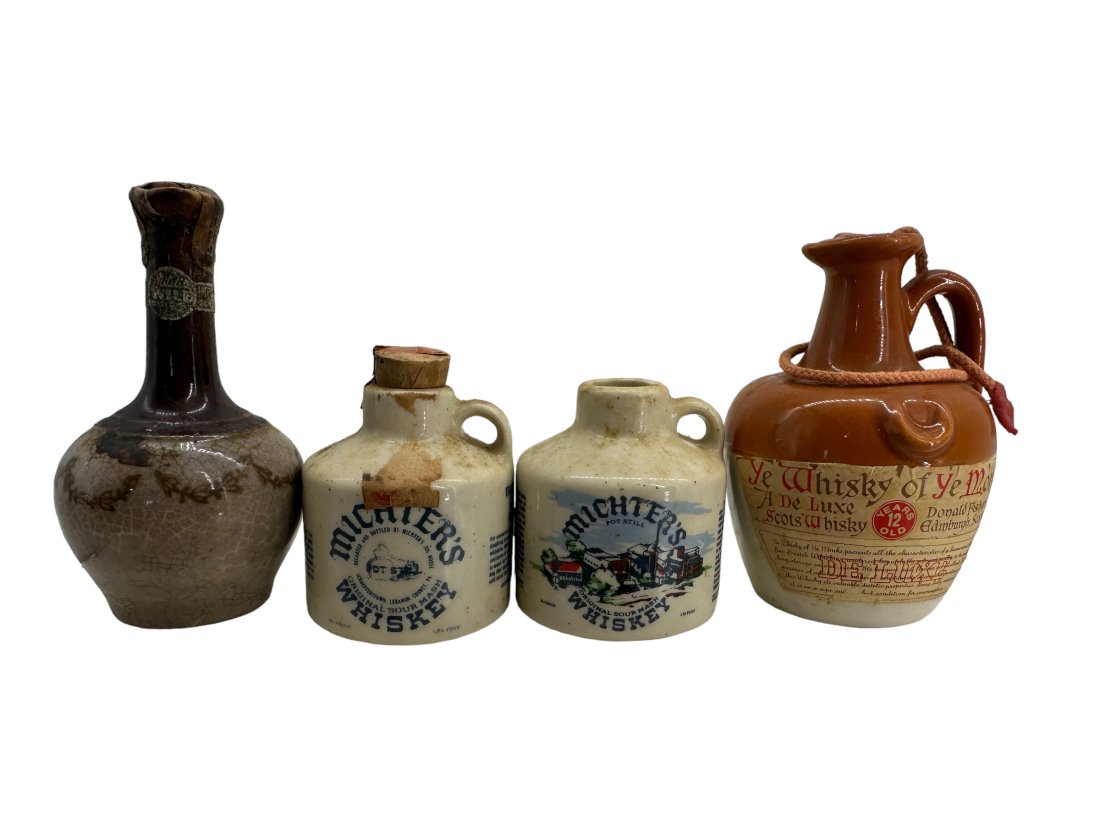 Lot Of 4 Misc Mini Liquor Jugs Jars / Michters / Ye Monks (1 of 3)
