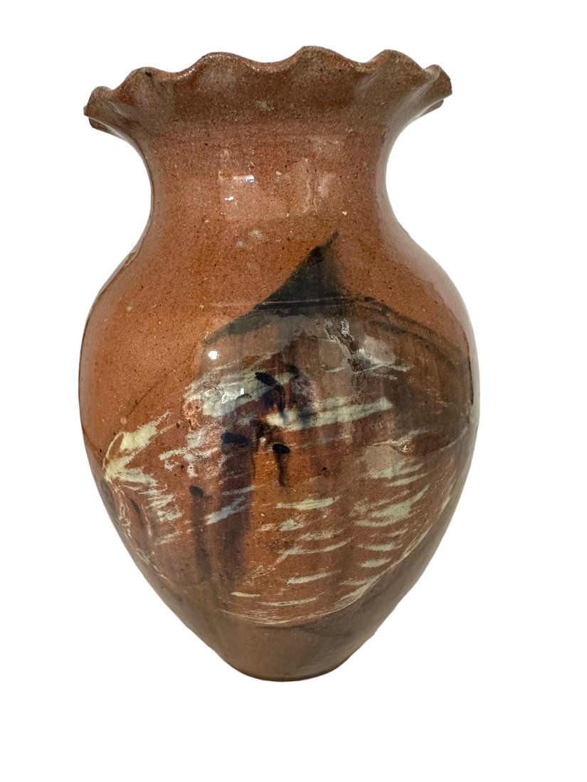 2012 RARE Roger Corn Fluted Fish Folk Pottery Vase / 1 Of 3 Made (1 of 7)