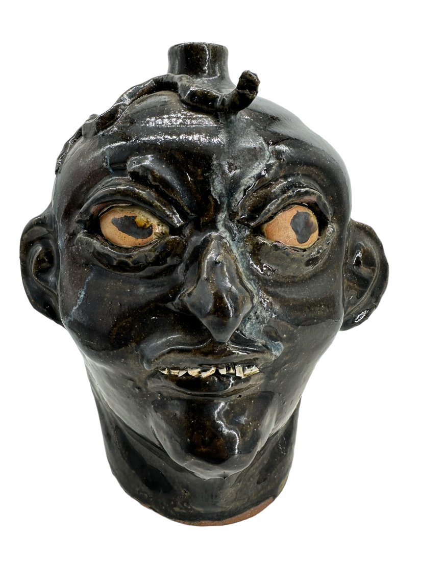 Chester Hewell Folk Pottery Face Snake Jug (1 of 5)