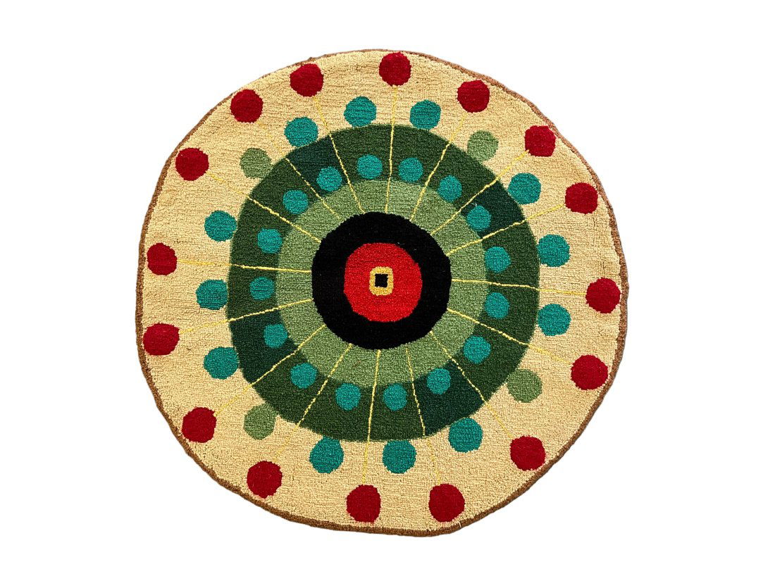 Vintage Hand Hooked Rug On Feed Sack - Mid Century Vibe (1 of 3)