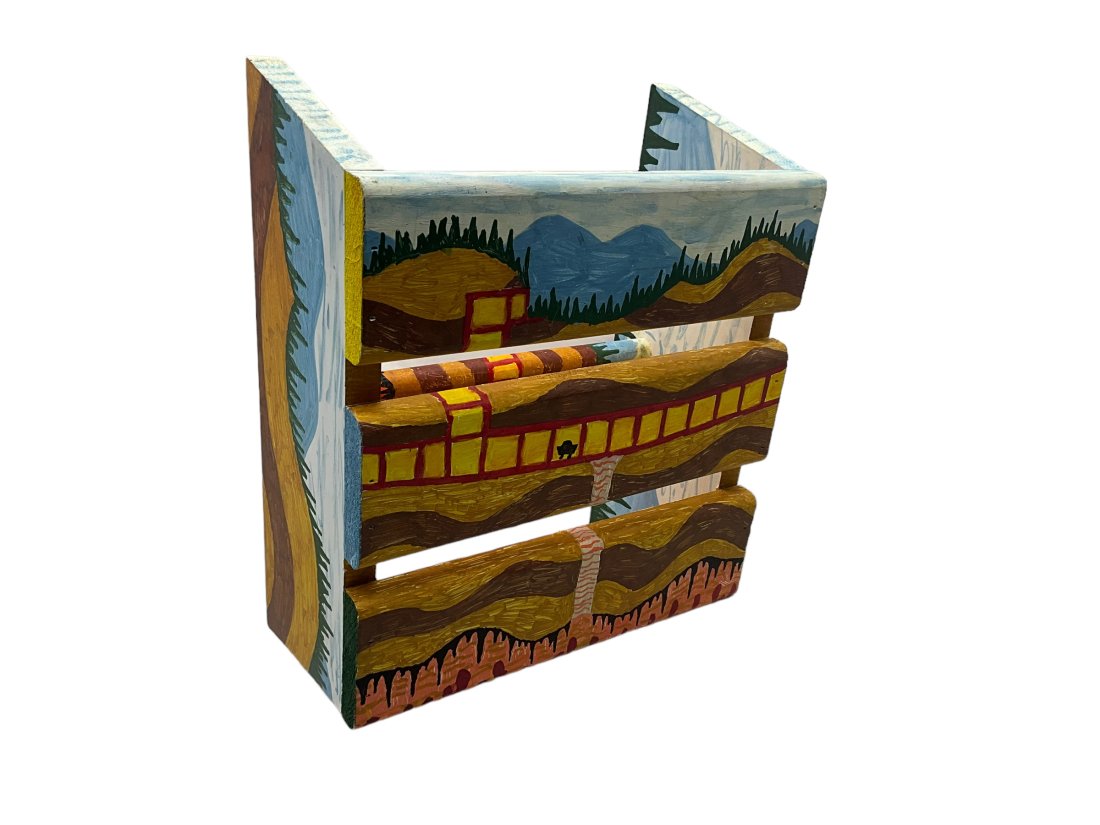 Unsigned Painted Folk Art Step Stool (1 of 2)