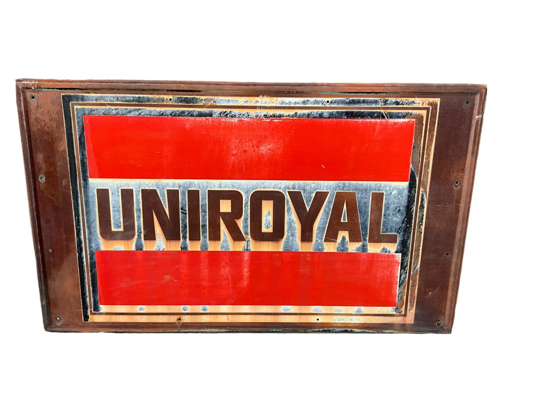 Large Vintage UNIROYAL Tire Metal Trade Advertising Sign (1 of 2)