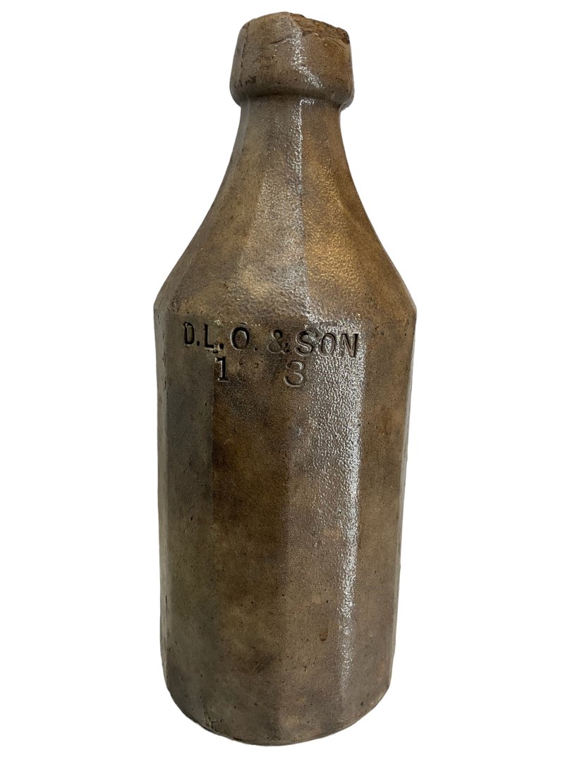 Vintage Octagon Stoneware Ale Beer Bottle D.L.O & SON 1873 (1 of 1)