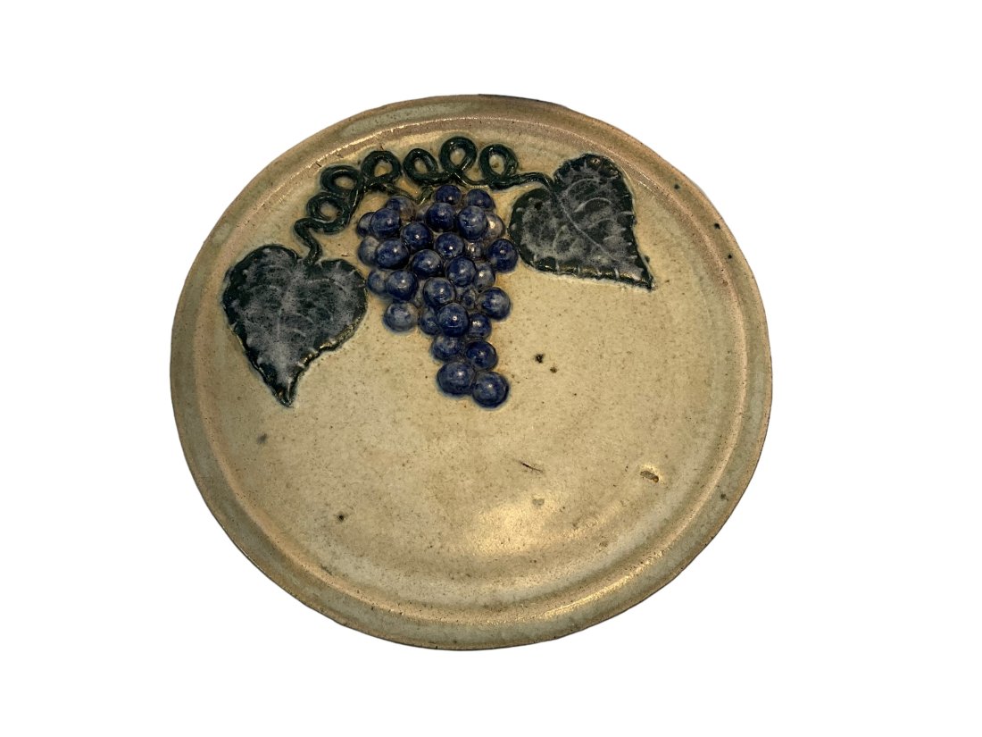 Arie Meaders Grape Decorated Stoneware Plate (1 of 5)