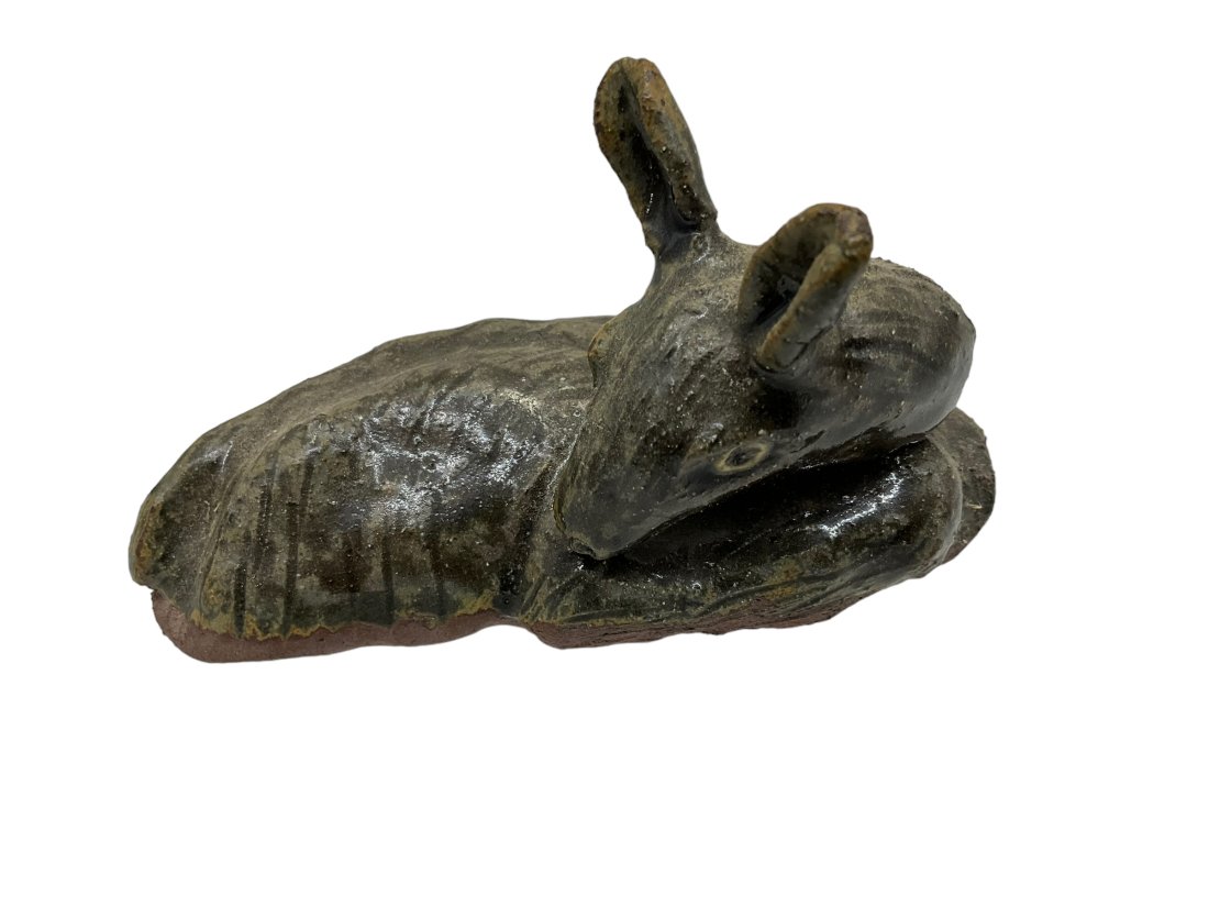 Pauline Crocker Pottery Laying Deer: Mint condition. 6 inches long.