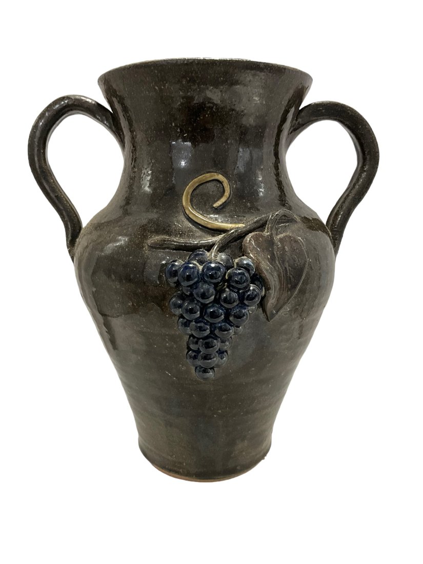 Large Anita Meaders Grape Decorated 2 Handle Vase (1 of 5)