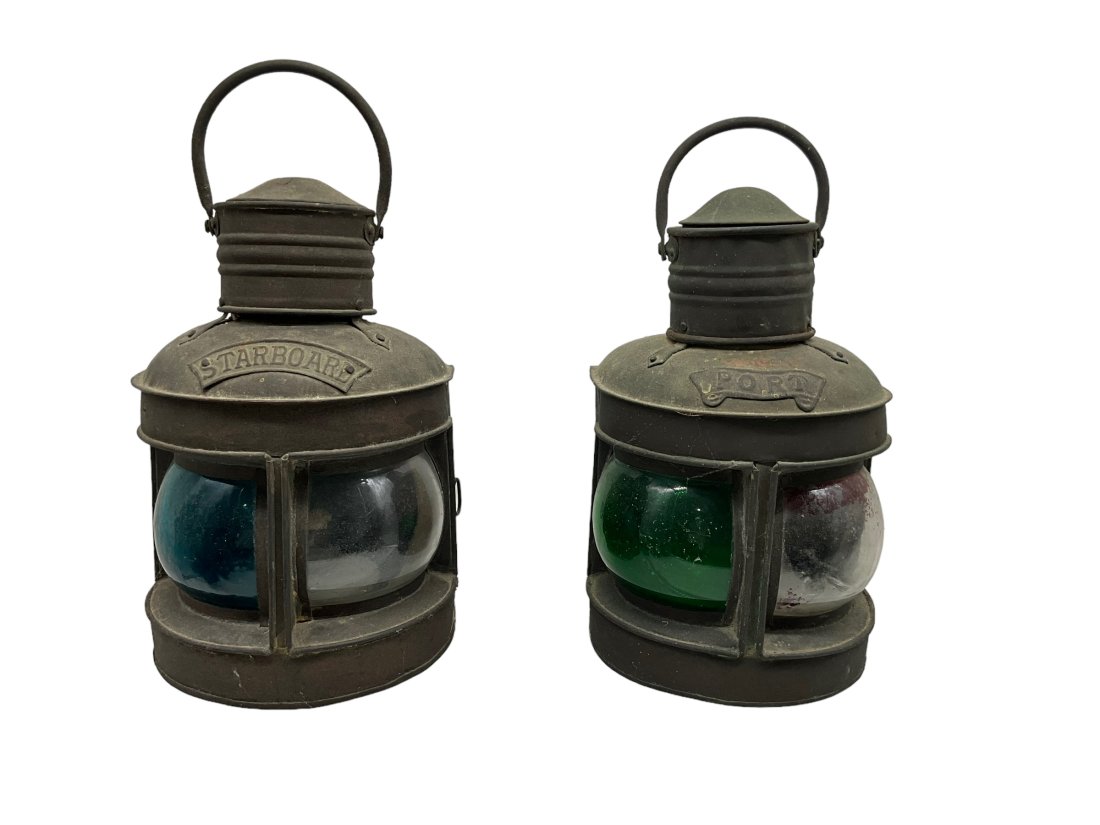 Old Ship Lanterns Pair Starboard Port (1 of 11)