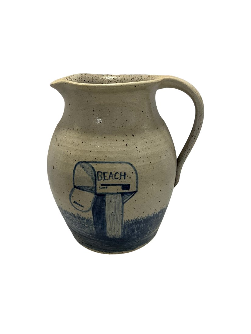 Michael Crocker BEACH MAILBOX Pottery Pitcher 1990 (1 of 3)