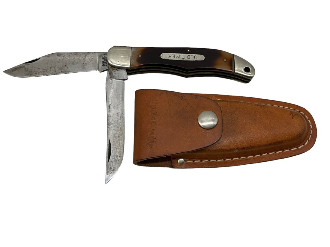 Old Timer Knife Schrade USA 250T With Leather Sheath (1 of 3)
