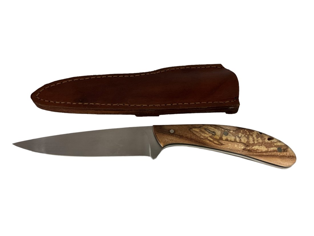 Unmarked Fixed Blade Knife / Awesome Wood Handle (1 of 4)