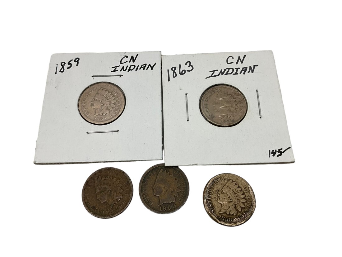 Five USA Indian Head Cent (1 of 2)