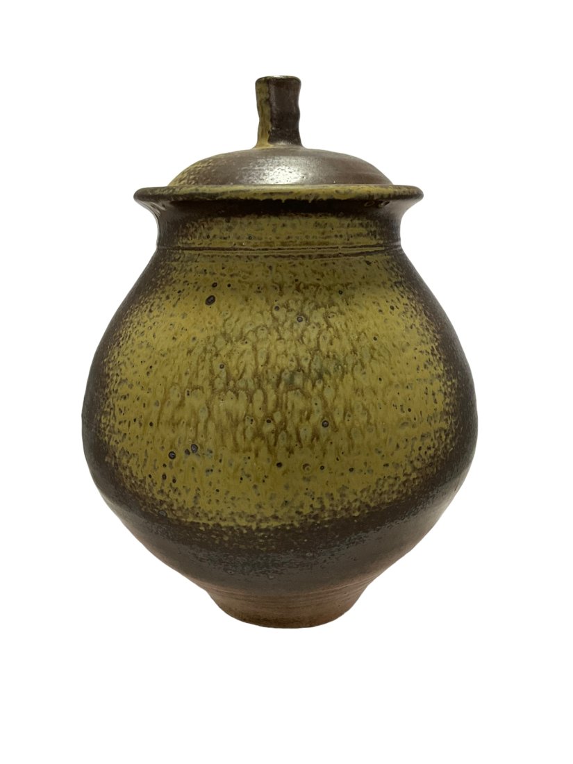 Large Lidded Unknown Signature Pottery Vase (1 of 3)