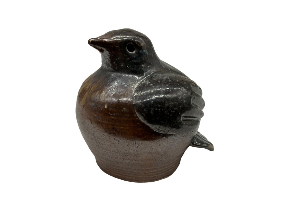 Small Pottery Bird Signed NL (1 of 4)