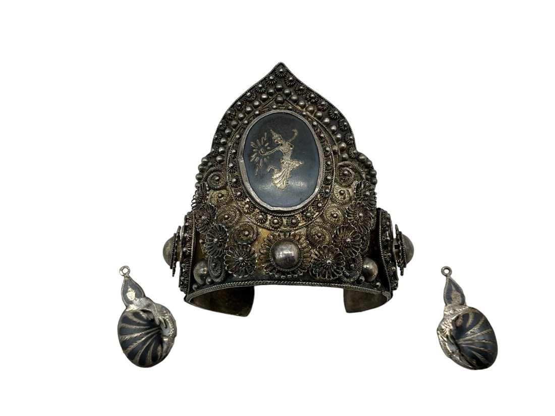 Siam Sterling Bracelet Cuff + Matching Earrings (1 of 8)