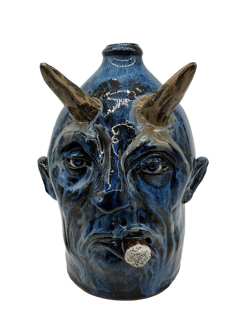 Lolly Lynn & Albert Walton Cigar Smoking Devil Face Jug (1 of 5)
