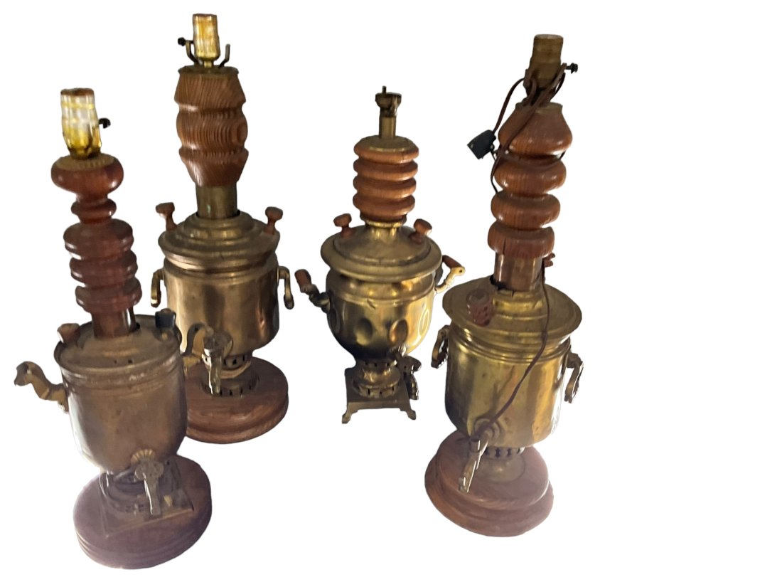 Lot of 4 Vintage Copper / Brass Samovar Table Lamps (1 of 4)