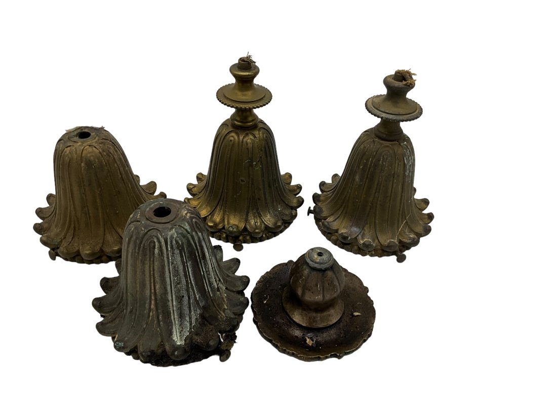 Lot of 5 Brass Lamp Parts / Sockets / Ornate Pieces (1 of 2)
