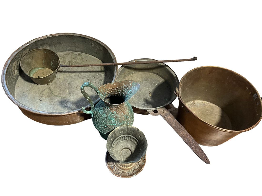 Misc Lot Large Copper Buckets / Pan / Dipper (1 of 1)