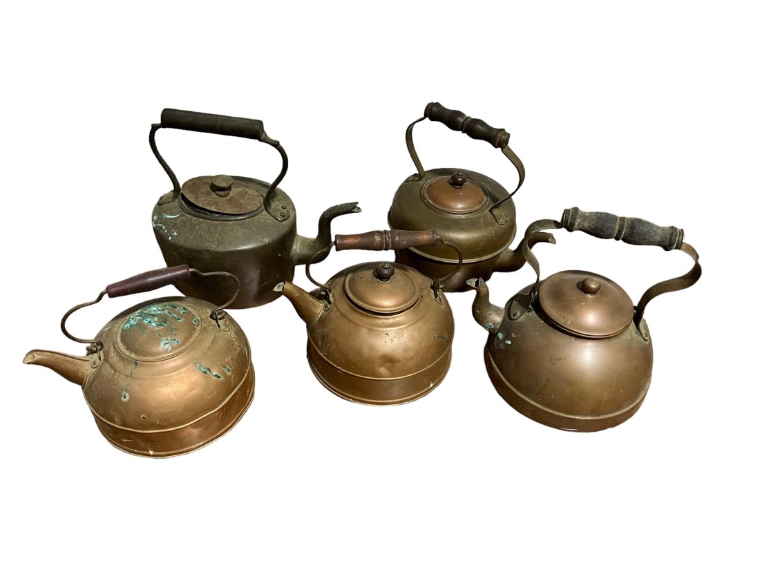 Lot of 5 Copper Pots with Lids (1 of 1)