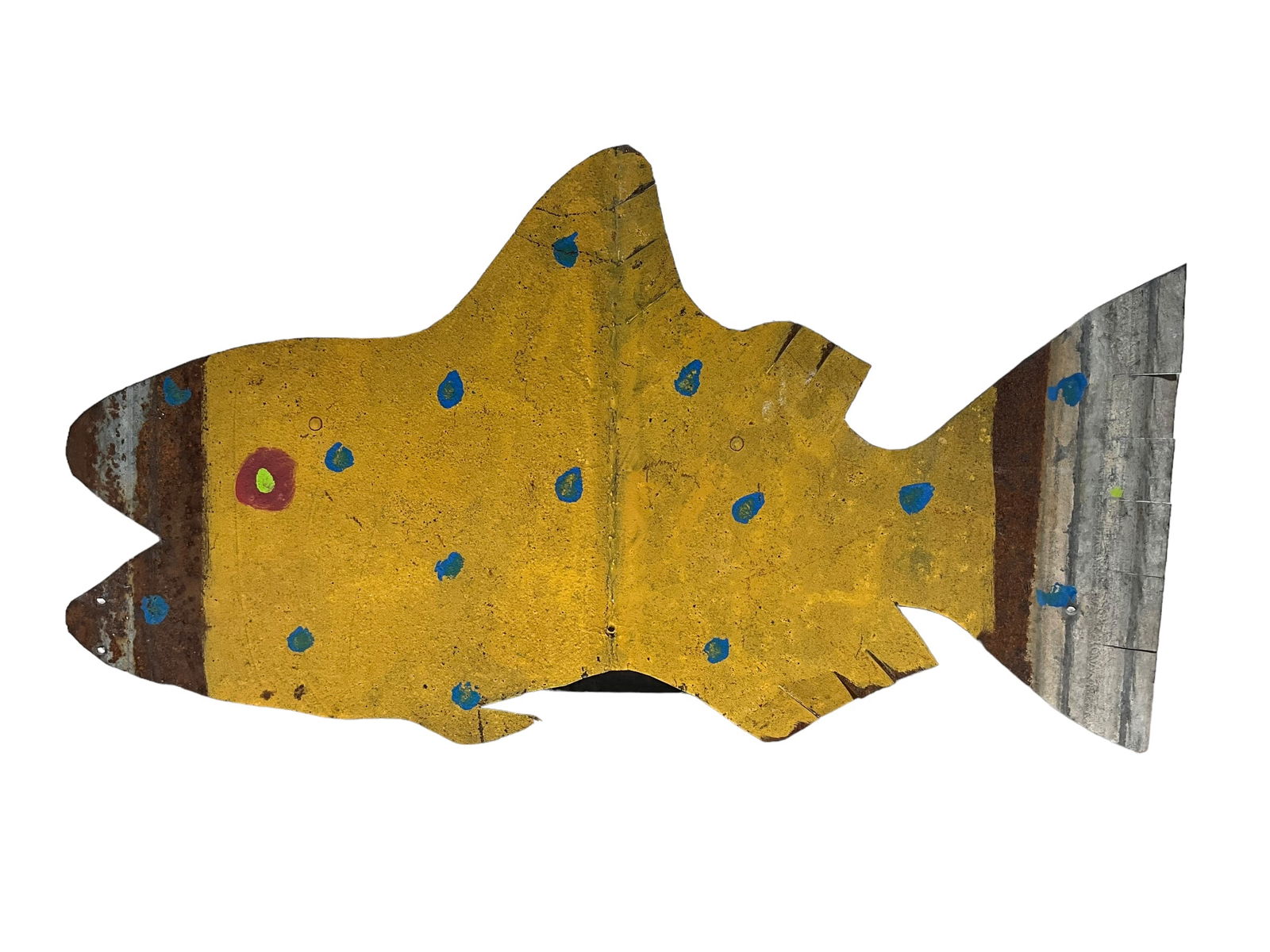 Painted Cut Metal Hanging Folk Art Fish Unsigned (1 of 2)