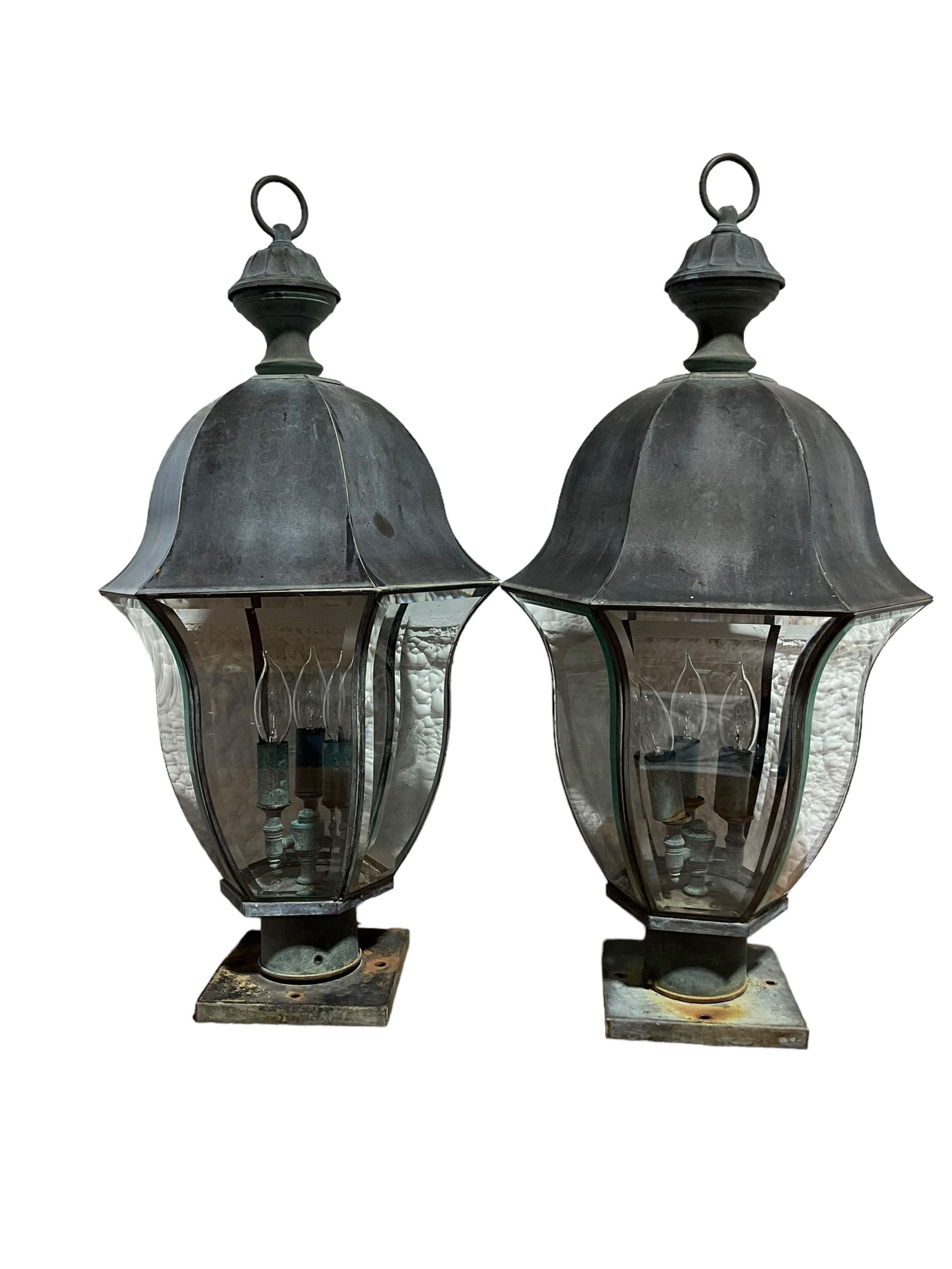 Pair of Copper Light Post Lanterns (1 of 4)