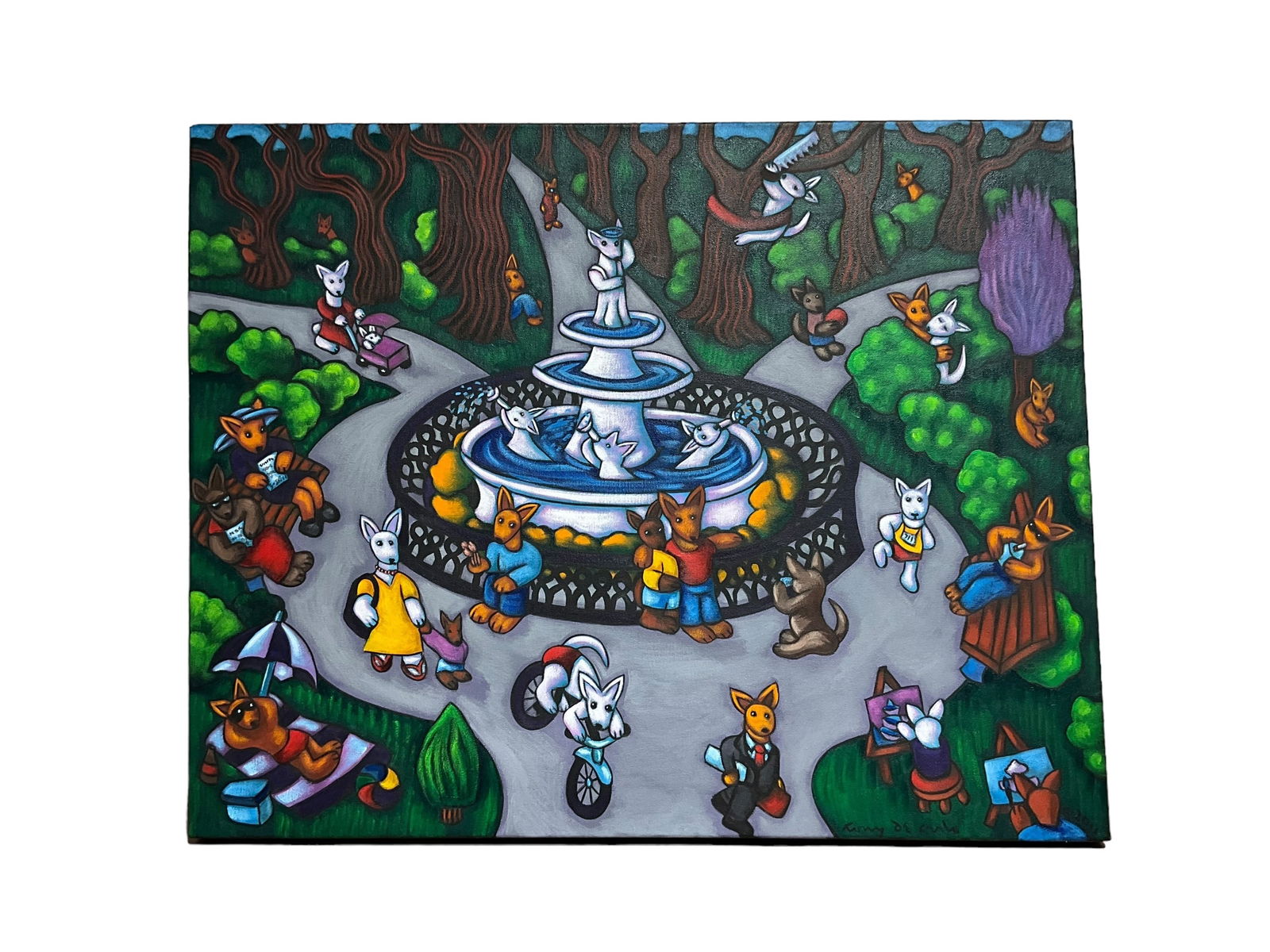 Original Tony De Carlo 'Chihuahua Park' Painting (1 of 3)