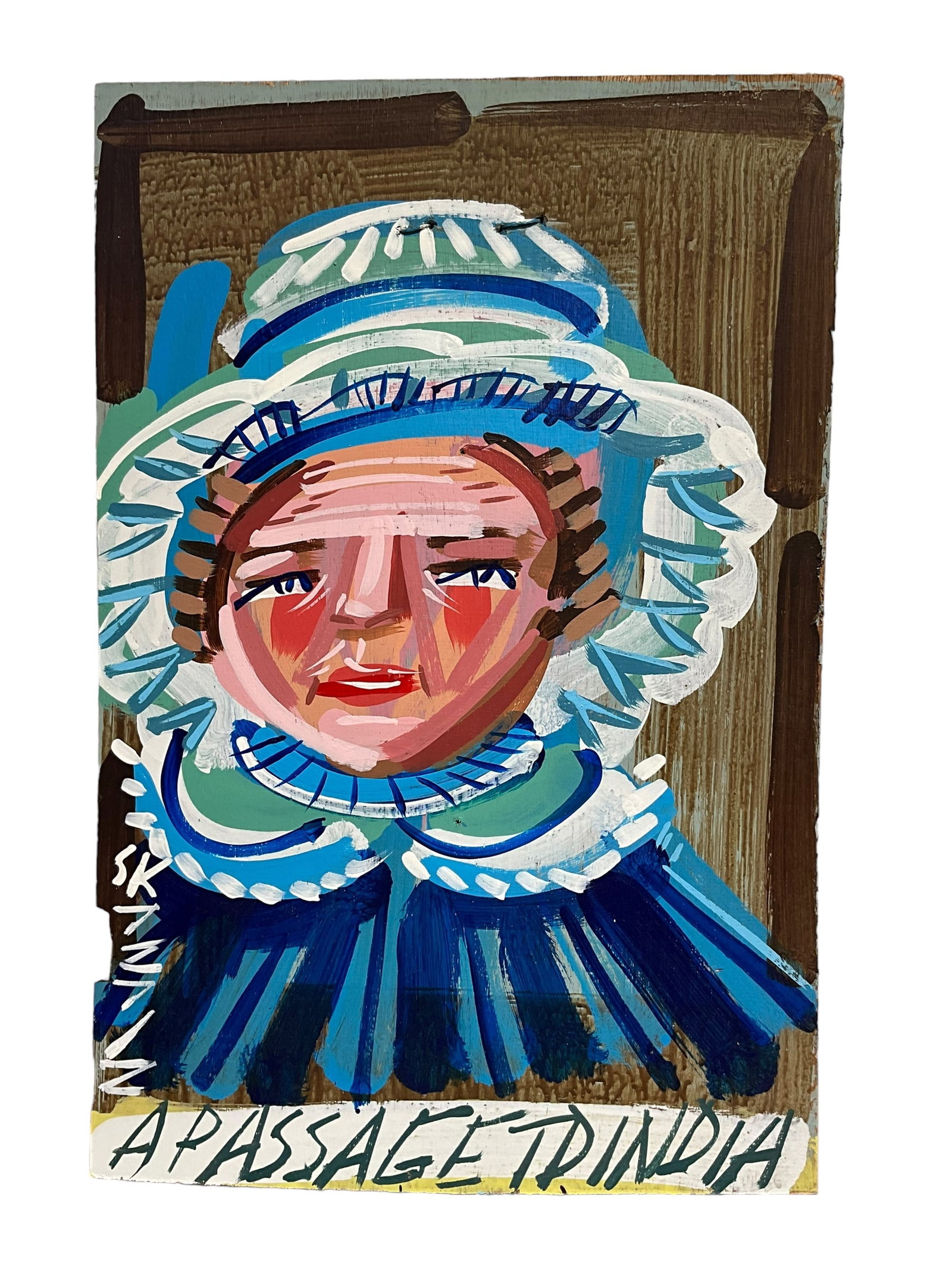 Steve Keene Folk Art Painting / A Passage To India: Painting on board. Measures 24 x 16 inches.