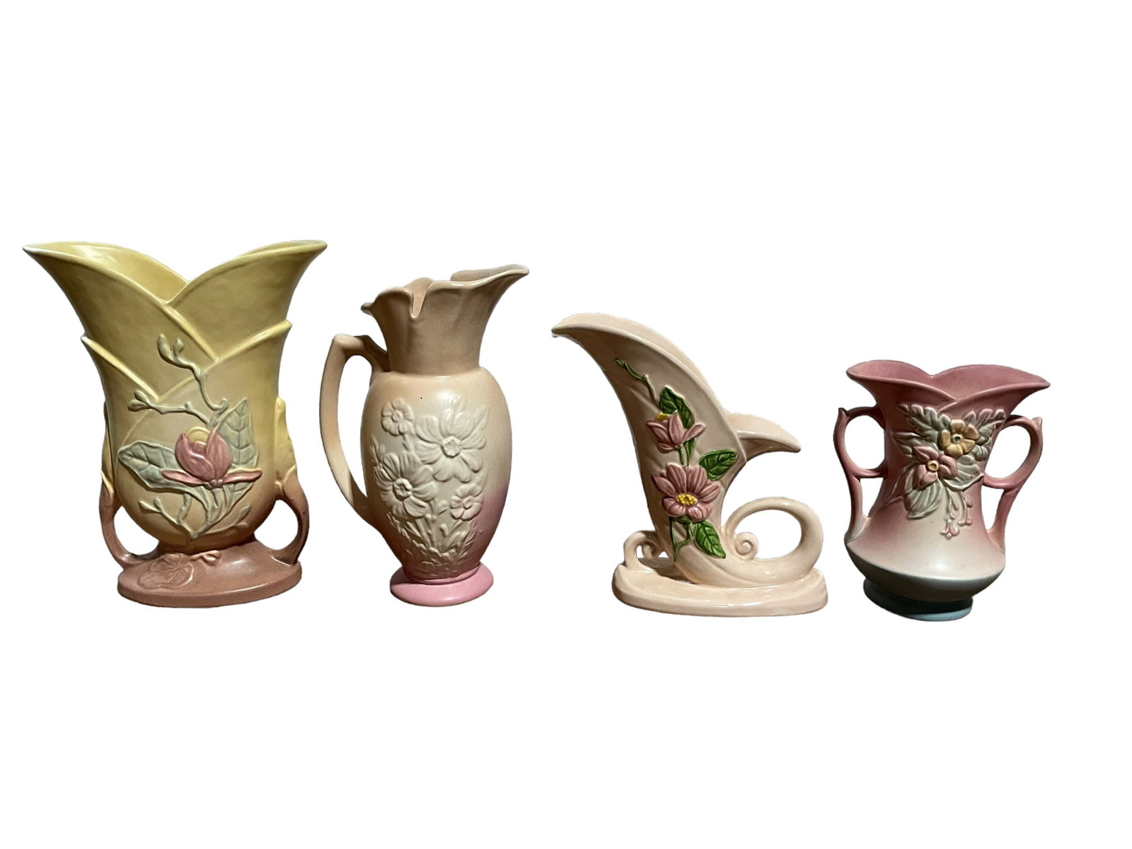 Four Floral Hull Pottery Pieces (1 of 6)