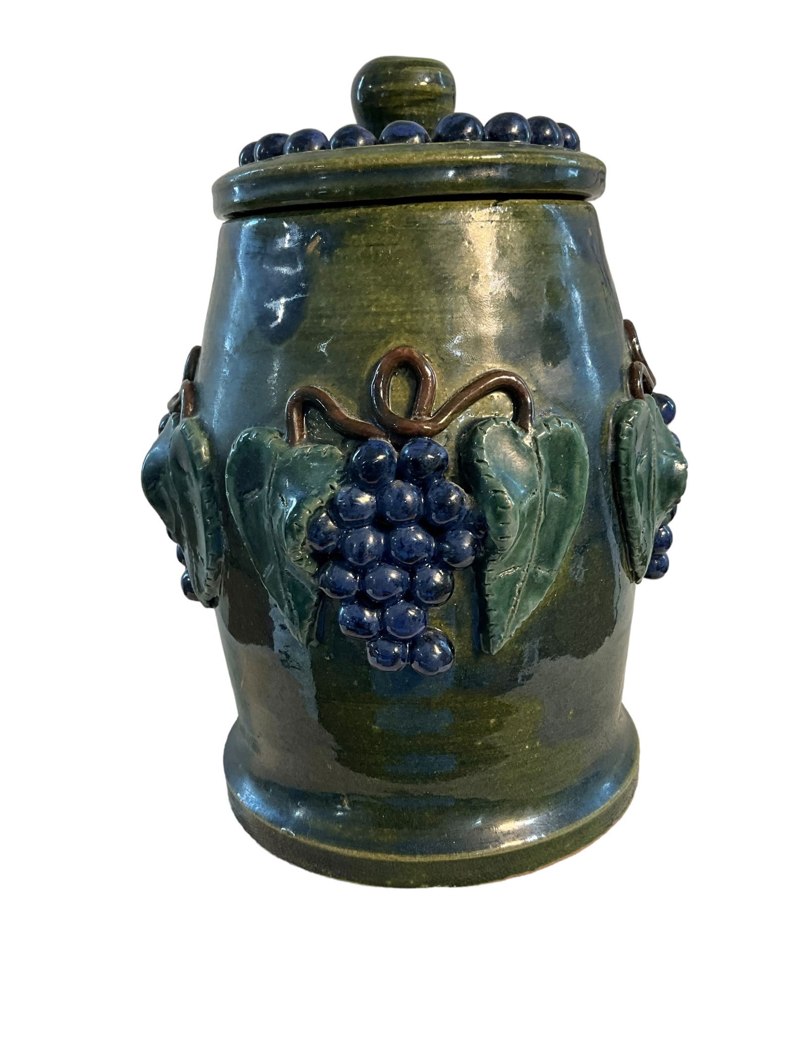 Rex Hogan 2003 Four Sided Grape Decorated Lidded Pot (1 of 6)