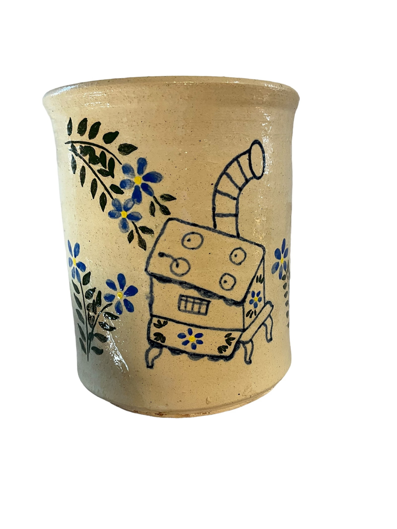 David Meaders Painted Pottery Crock: Mint condition. 7 inches tall.