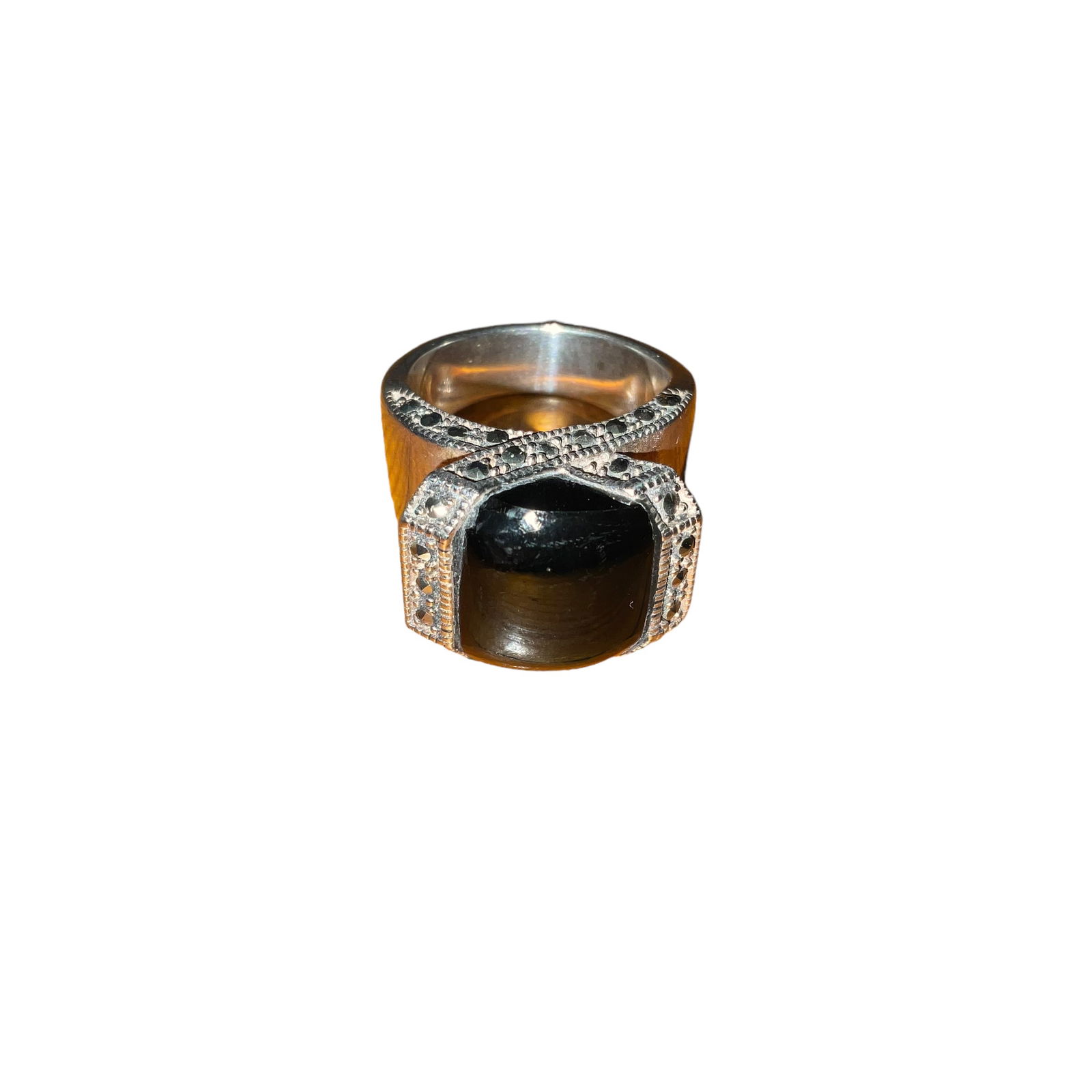 Sterling Silver Onyx & Marcasite Ring (1 of 6)