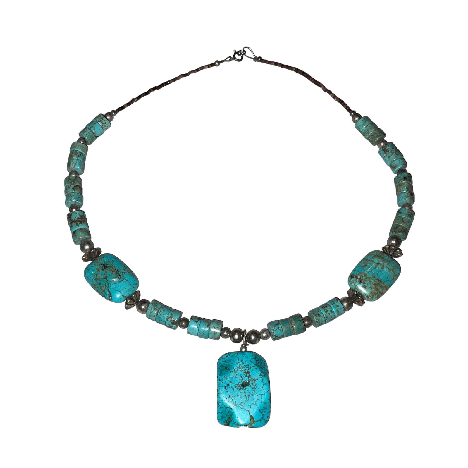 Stunning Sterling Silver & Turquoise Stone Necklace (1 of 5)