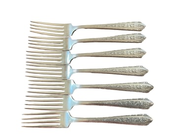 Lot Of 7 Normandie by Wallace Sterling Silver Dinner Forks 7 3/4