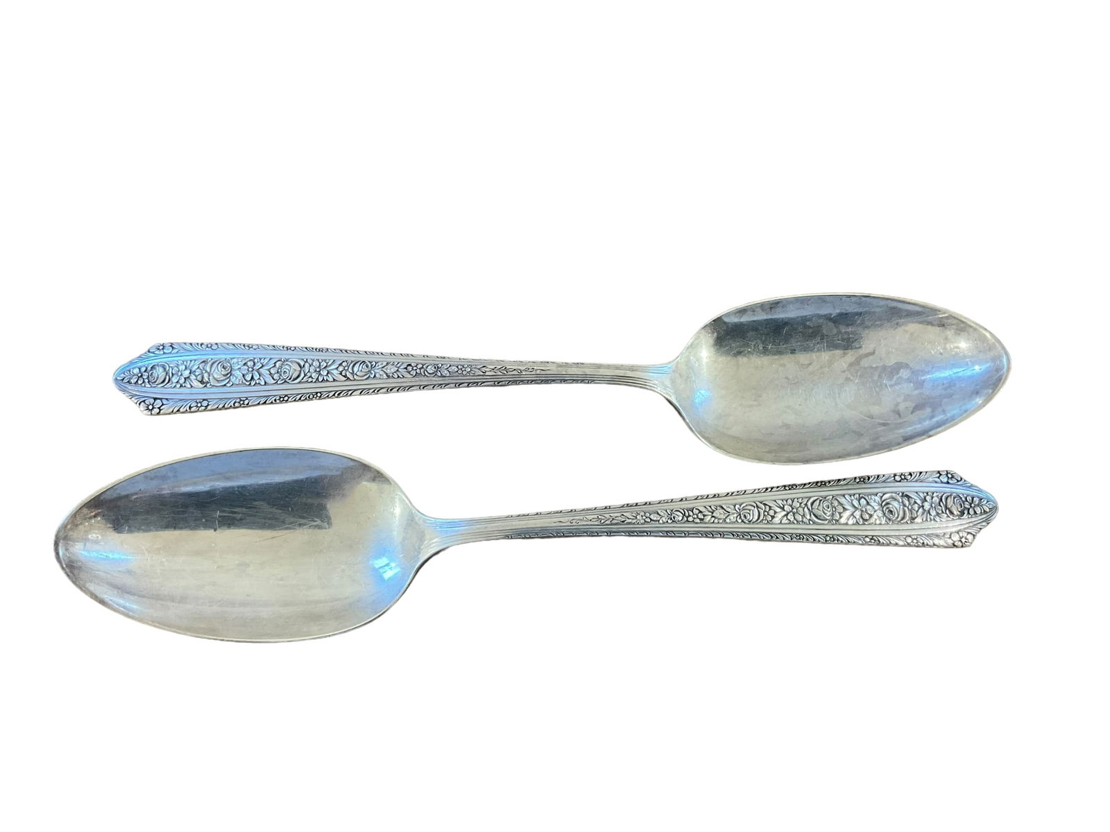 Pair Normandie by Wallace Sterling Silver Large Spoons 8 3/8 Inches (1 of 3)