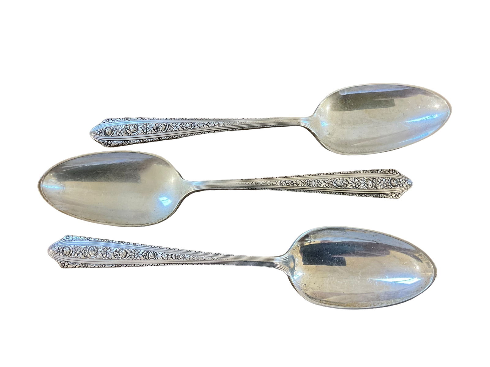 Lot Of 3 Normandie by Wallace Sterling Spoons 7 1/8 Inches (1 of 2)