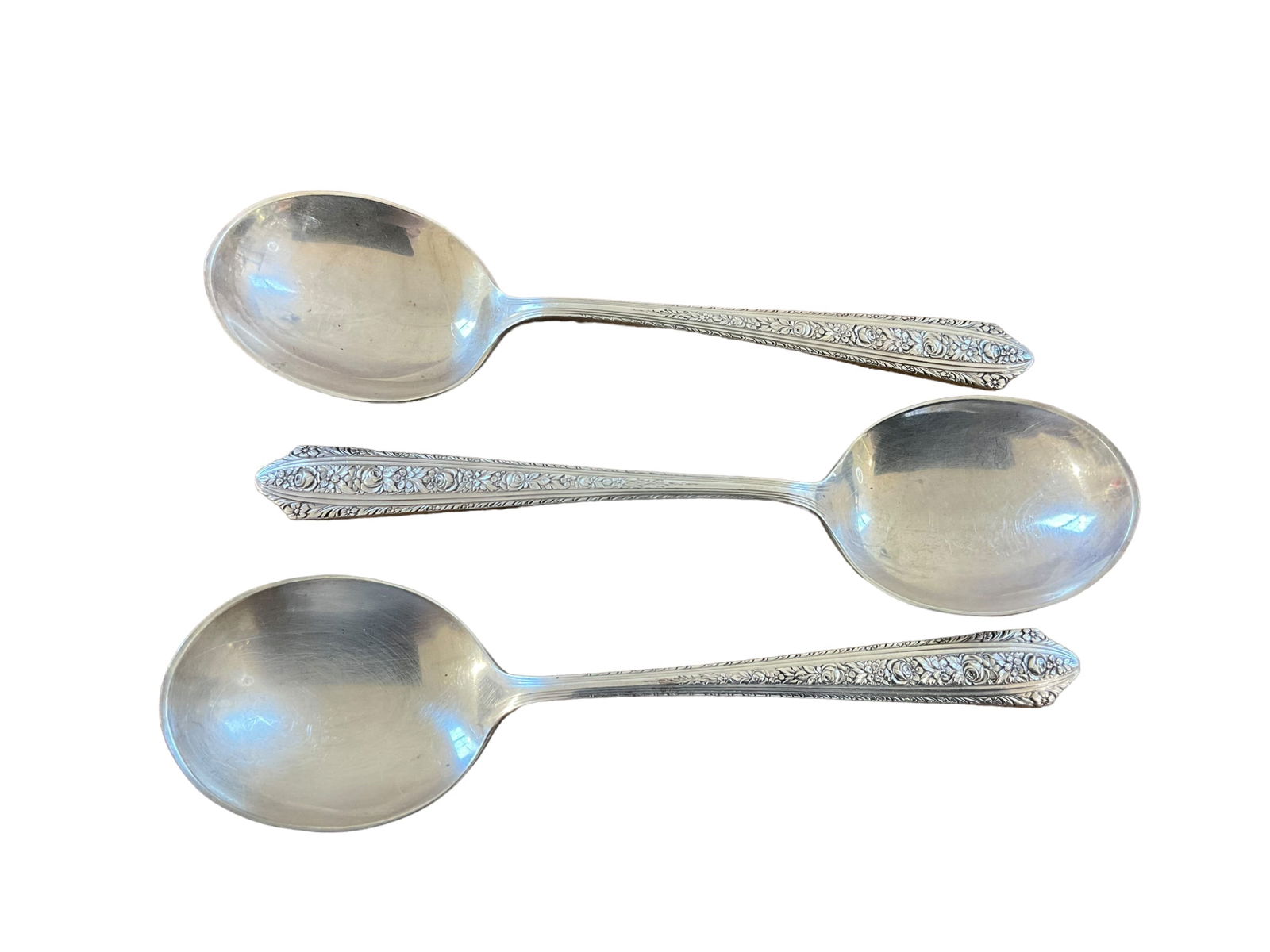 Lot Of 3 Normandie by Wallace Sterling Spoons 6 Inches (1 of 2)