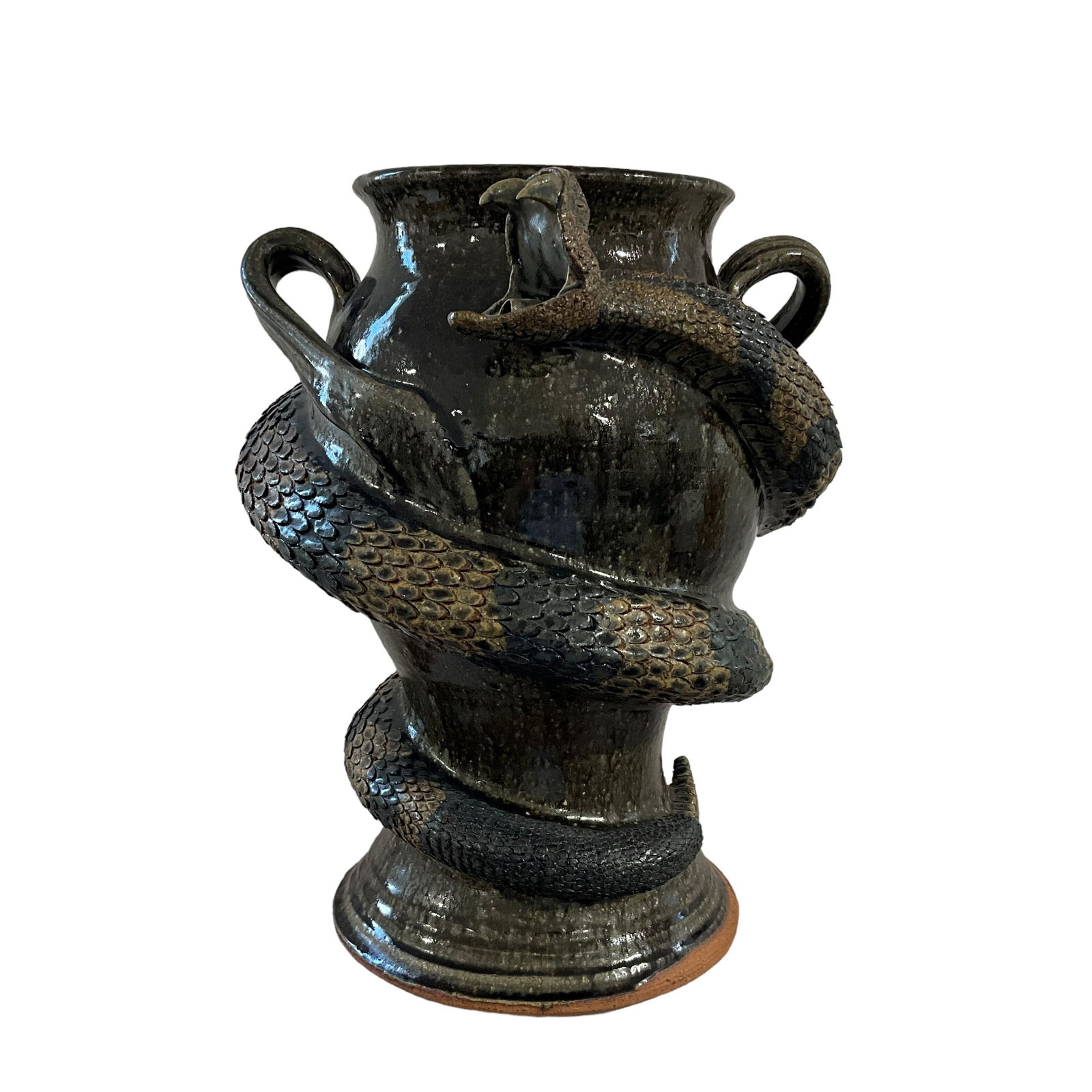 1998 Michael & Melvin Crocker Open Mouth Rattlesnake Vase (1 of 8)
