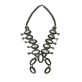 Sterling Silver Navajo Mother of Pearl Squash Blossom