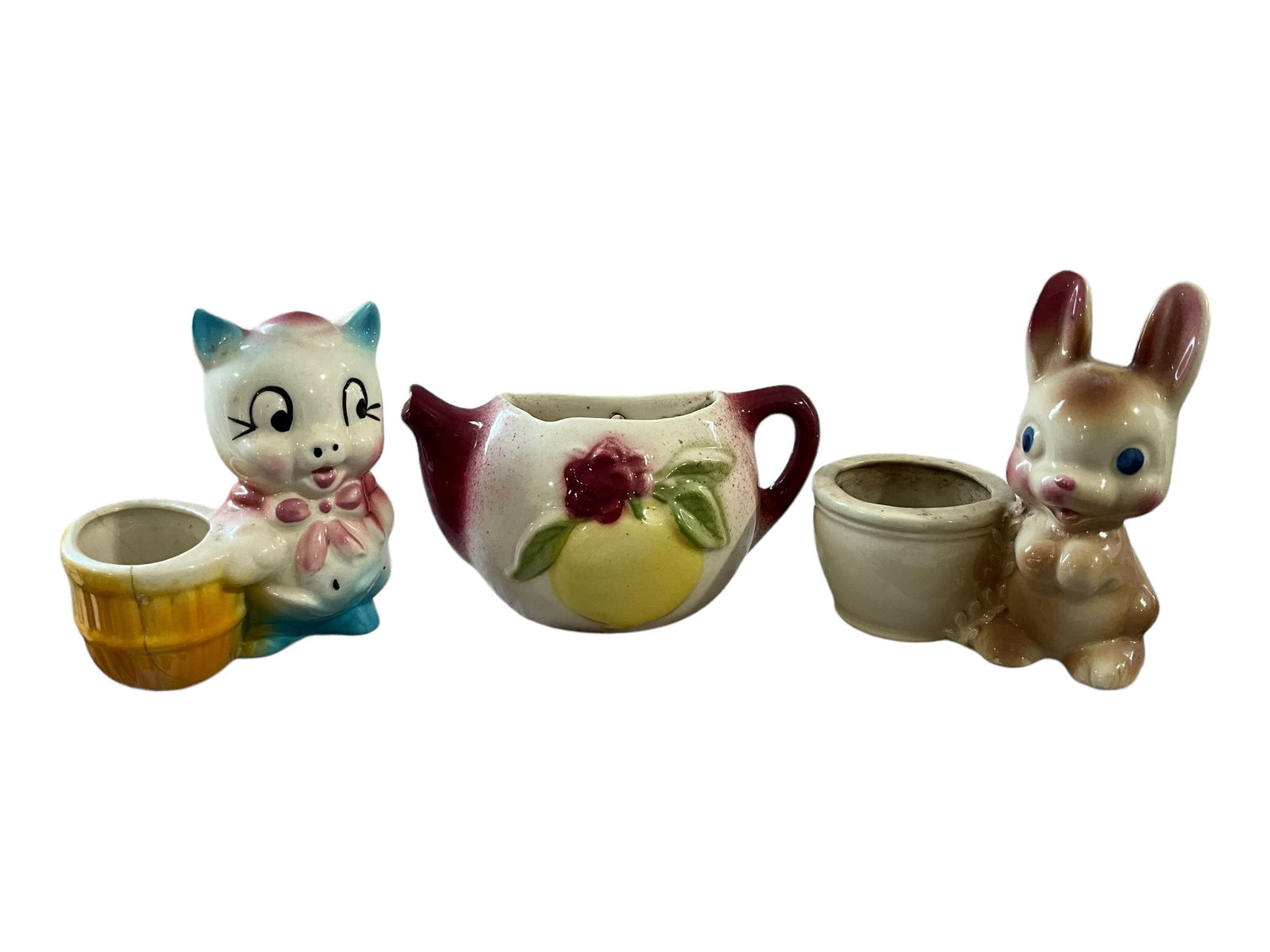 Pair Pig / Bunny Planters + Wall Pocket (1 of 2)