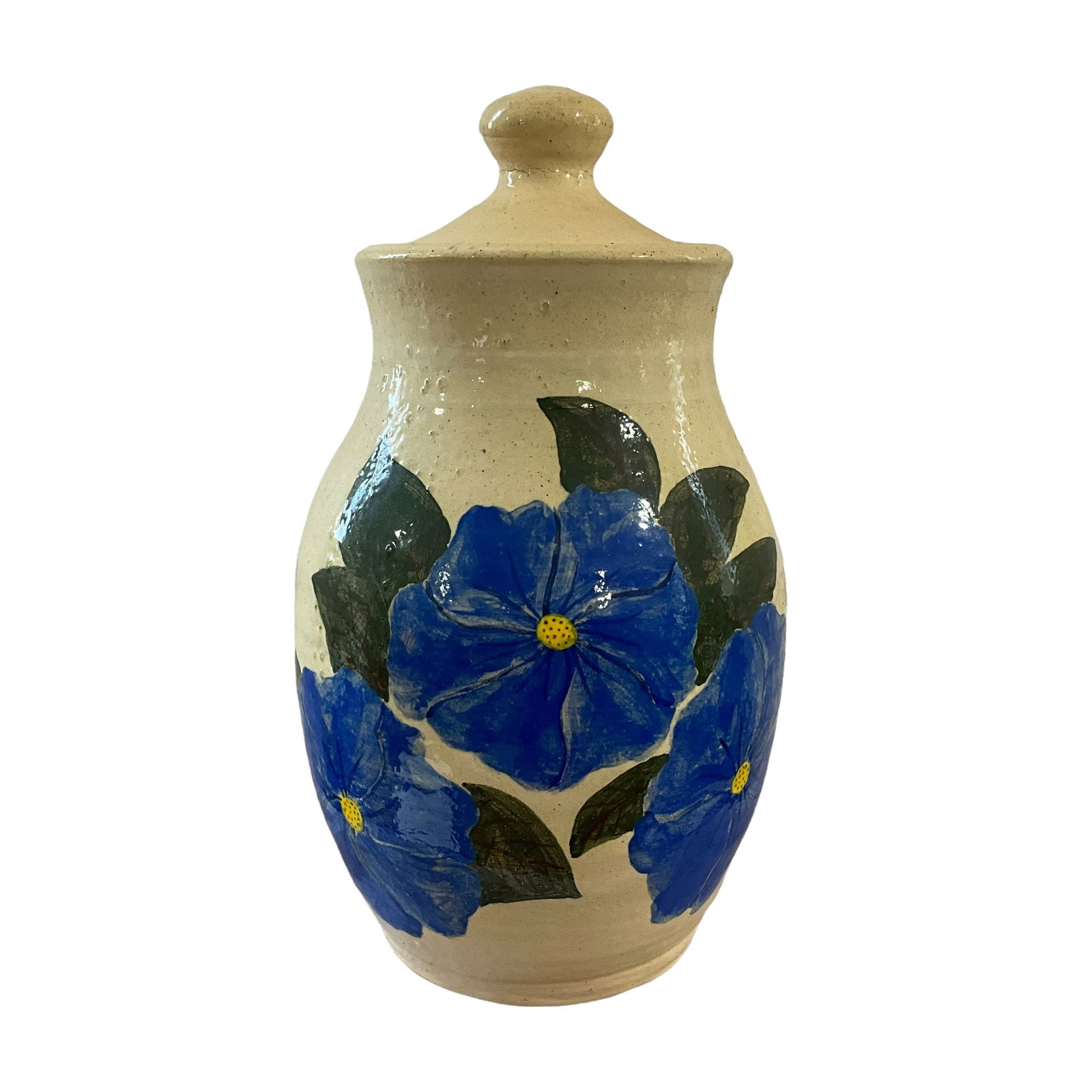 Large Anita Meaders Lidded Pot / Painted Flowers (1 of 5)